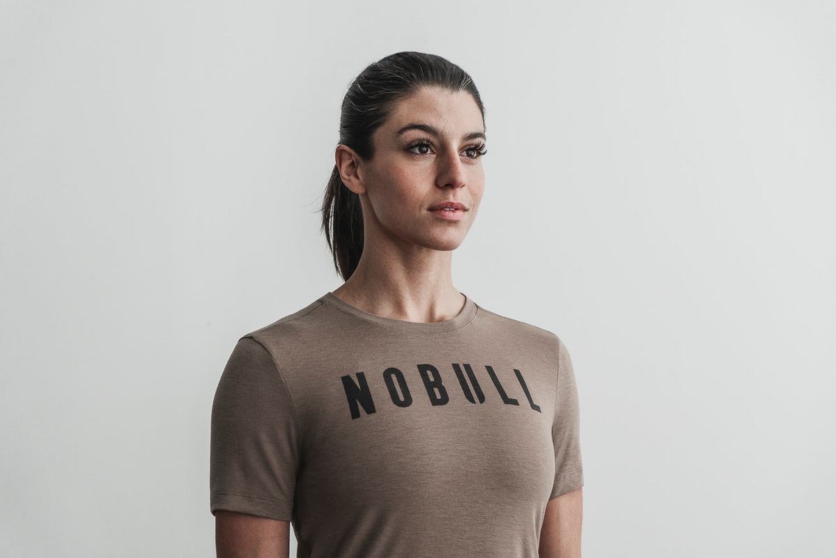 Nobull Women\'s T Shirts Light Brown | Australia (UB2074)